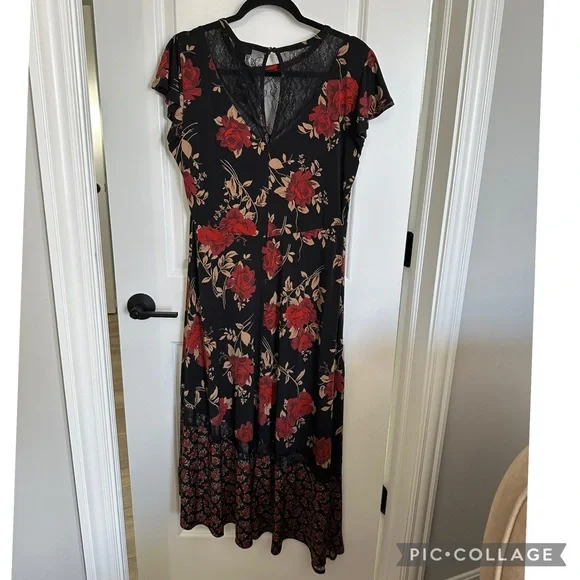 Torrid Floral Boho Black and Red Dress - Picture 3 of 5